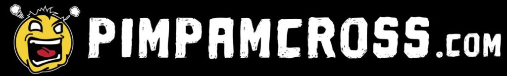Logo Pimpamcross negro con letras blancas